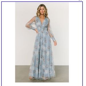 Never worn, size medium - Layla Tulle Maxi Dress Light Blue Floral
